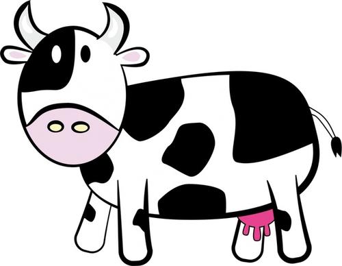 milking cow drawing illustration with cartoon style