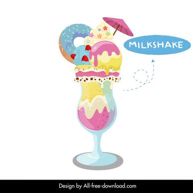 milkshake ice cream design elements full topping sketch elegant design 