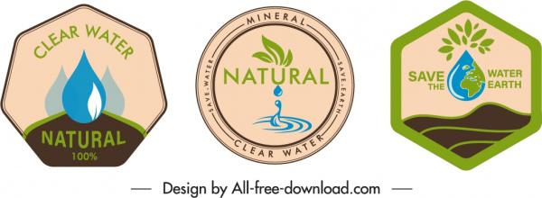 mineral water label template flat retro geometric shapes
