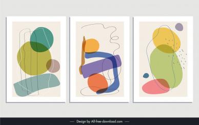 minimalist abstract painting art collection handdrawn line shapes  