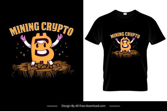 mining crypto tshirt template stylized bitcoin cartoon sketch