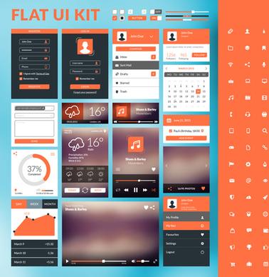 mobile flat ui kit vector design
