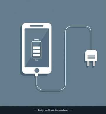 mobile phone charging design elements flat modern design 