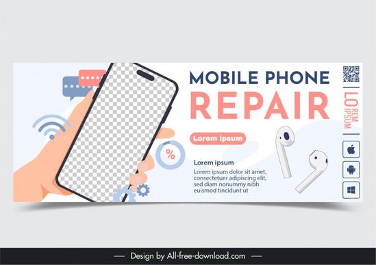 mobile phone repair banner template flat classic elegance