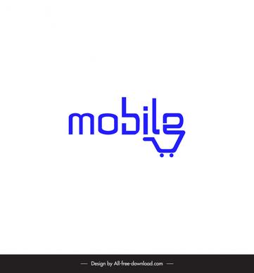 mobile shop logo flat stylized texts trolley 