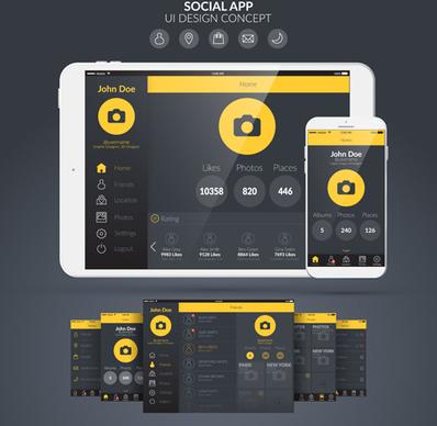 mobile social app interface design vector
