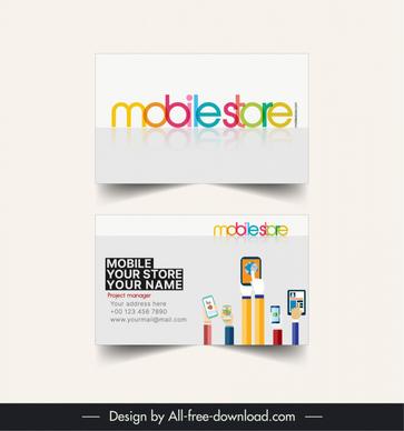 mobile store business card template texts layout arms decor