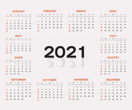 modern calendar for new year 2021