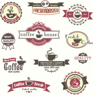 modern coffee label vector set