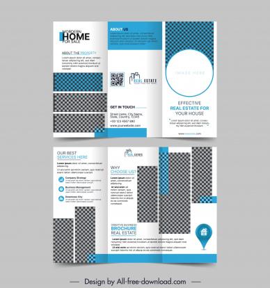 modern real estate brochure template checkered geometry trifold design