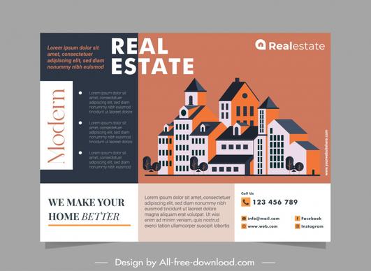 modern real estate brochure template contrast flat building scene 