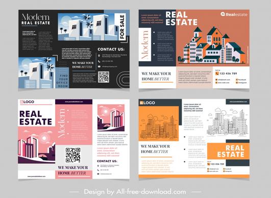 modern real estate brochure templates elegant flat design 