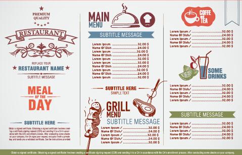 modern restaurant menu list design vectors