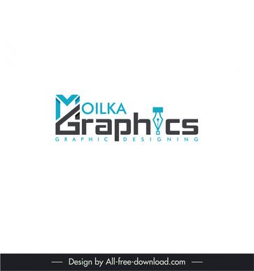 moilka graphics logotype flat modern stylized texts fountain pen sketch