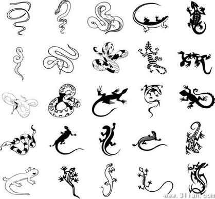 reptile mollusks species icons black white sketch