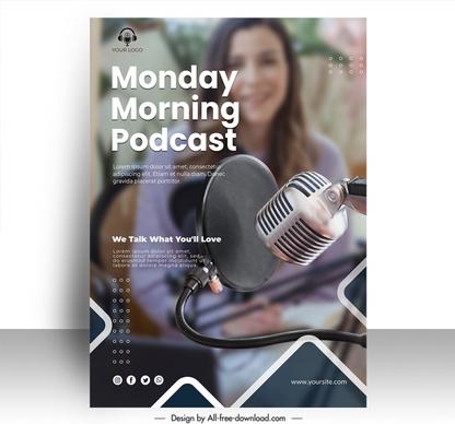 monday morning podcast poster template modern blurred realistic