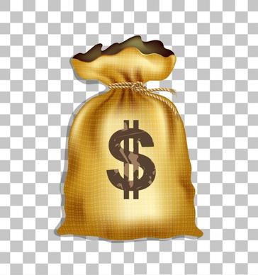 money bag icon shiny golden design classical type