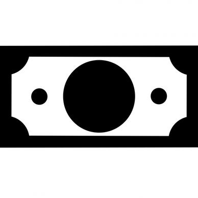 money bill sign icon flat black white symmetric geometry outline