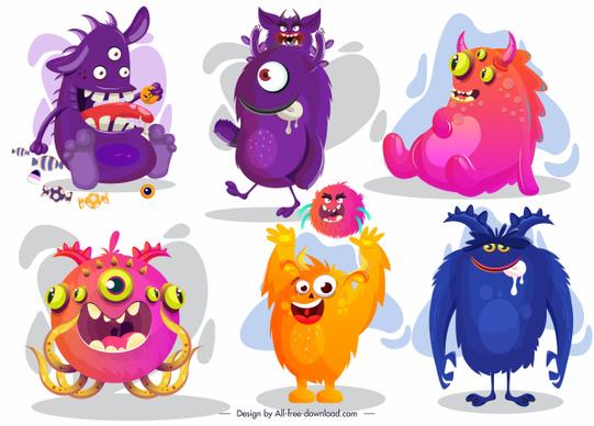 monster icons funny cartoon characters