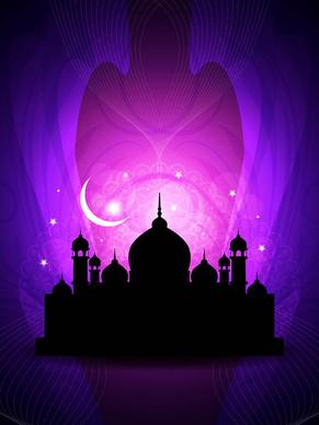 mosque with night vector backgrounds