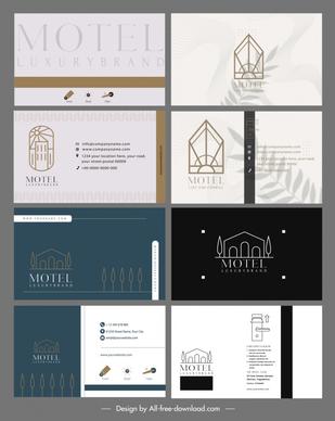 motel business card templates collection flat geometric architectures
