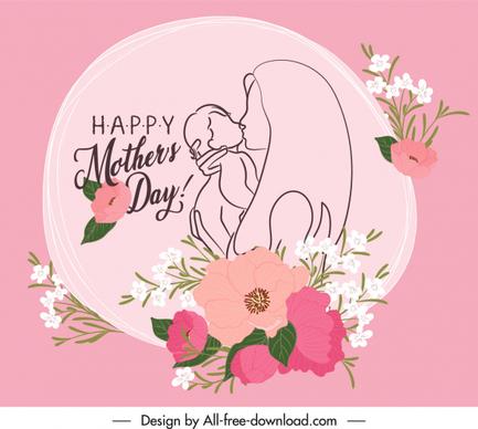mother day banner elegant classical handdrawn floral decor