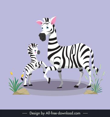 mother day design elements cute zebras cartoon 