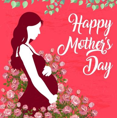 mother day poster pregnant woman flowers decoration