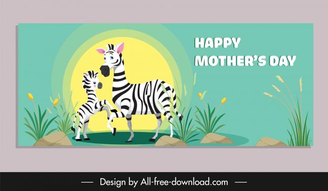 mother s day banner template cute zebra animals cartoon