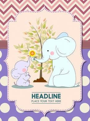 motherhood card template cute elephant icons paper cut