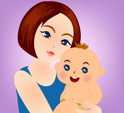 motherhood drawing woman baby icons colored cartoon