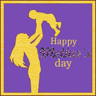 mothers day banner design silhouette on violet background