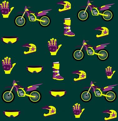 motorbike accessories background yellow violet repeating design