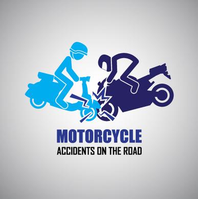 motorcycle accidents caution logos vector