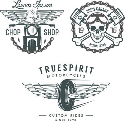 motorcycle logos creative retro vectors