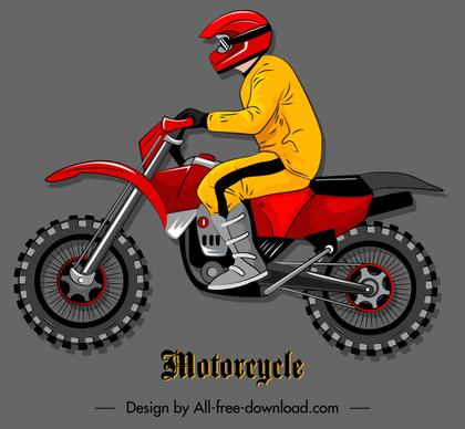 motorcyclist icon modern cartoon sketch colorful flat