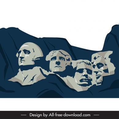mount rushmore backdrop classical flat sketch