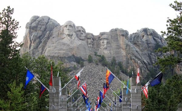 mount rushmore from path in the black hills south dakota