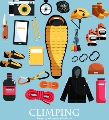 mountain adventure design elements personal tool accessories icons