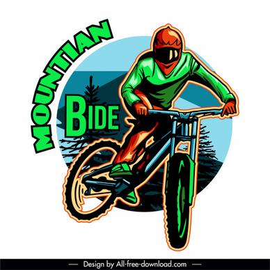 mountain bike sports logo colorful handdrawn sketch