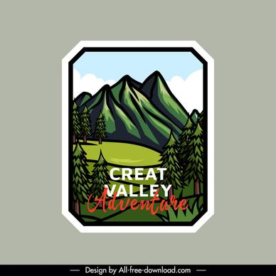 mountain camping adventure sticker template classical natural scene 