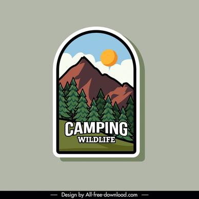 mountain camping adventure sticker template flat handdrawn classic