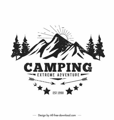 mountain camping banner vintage handdrawn design