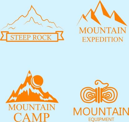 mountain logo collection various colored sketch