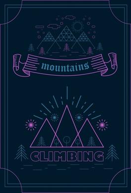 mountain trip banner dark flat design classical style