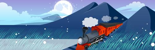 mountains and train design vector