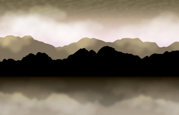 mountains with clouds fog vector background