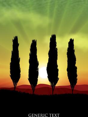 mountains with sunset beautiful background vector