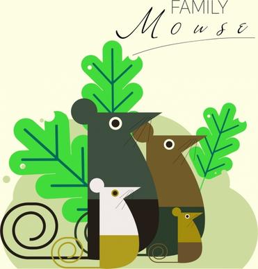 mouse family background classical colored flat design