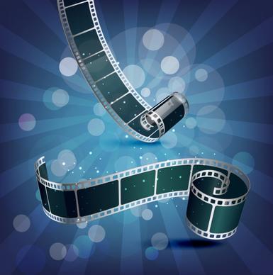 movie advertising background film roll icons 3d design
